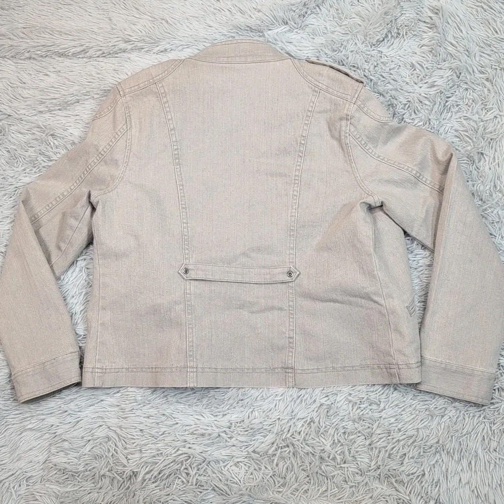 Christopher & Banks Jacket Womens S Gray Denim Open Front Casual Comfort Pockets - Picture 2 of 10
